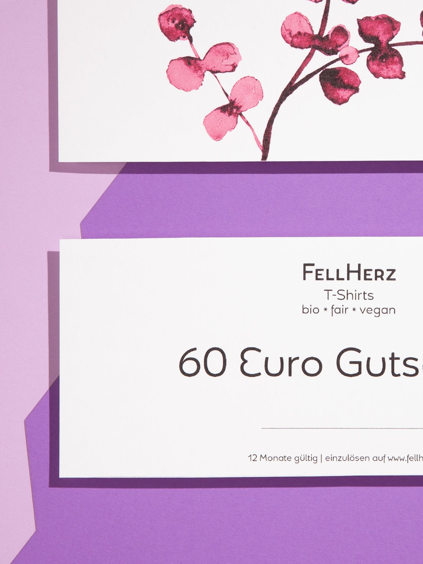 FellHerz Geschenk Gutschein 60 Euro aus Papier Details der Rückseite